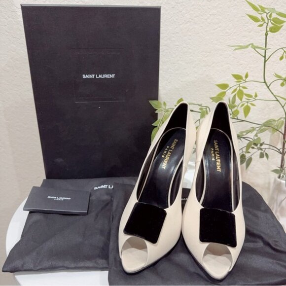 NIB Authentic Saint Laurent Franky 115 Satin Sandals Nero - Picture 3 of 11